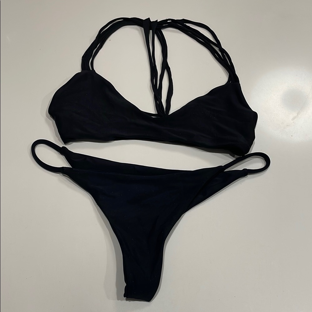 Black Strappy Bikini Set
